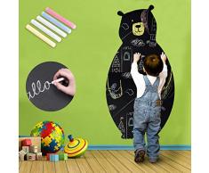 KINLO Tafelfolie Folie Bärenform 65 * 92CM selbstklebend Kreidefolie einfach anbringbar Kreidetafel 5 Stück Bunte Kreide Gratis Tafelaufkleber Wandfolie Wandaufkleber Cartoon Tafelaufkleber