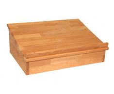 Klassisches, großes Tischpult zum Aufklappen mit Ablagefach, Lesepult Tischaufsatz aus Massivholz Buche, geölt, echtes Holz