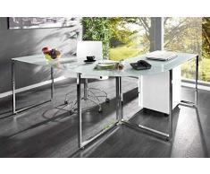 Invicta Interior Eck-Schreibtisch Big Deal Glas weiß Bürotisch Schreibtisch Tisch Glastisch