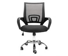 ZBYY Ergonomischer Bürostuhl Netzstuhl Mit Hoher Rückenlehne Verstellbarer Bürodrehstuhl Kunststoffarmlehne Netzrücken Gasfeder Gaming-Stuhl Computer-Stuhl Schwarz