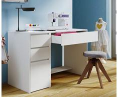 VCM Nähmaschinentisch Nähschrank Nähtischchen Sekretär Schreibtisch Nitola Weiß Tisch