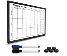 Navaris Magnettafel Magnetpinnwand Memoboard zum Beschriften - 60 x 40 cm Notiztafel - Tafel abwaschbar mit Halterung Magneten Stifte