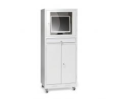 Protaurus Computerschrank, Tastaturschublade mit Vollauszug, Schrankfach für Computer und Drucker, Monitorfach bis 24 Zoll, Lichtgrau RAL 7035
