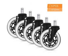 YOHOOLYO 5 Set Bürostuhlrollen Ruhiges Drehstuhlrollen Caster Räder 10x 22mm geeignet für die meisten Drehstuhlrahmen Schwarz (Verpackung MEHRWEG)