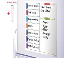 CKB Ltd® COLOUR SHOPPING Magnetic Fridge Board With Marker Tages Tafellöscher, Reiniger Wochen-Planer Magnettafel Erinnerungsfolie Für Kühlschrank Board magnetisch mit Marker White Board & Pen - Drywipe-Magnet Whiteboard Memo