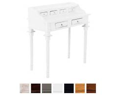 CLP Sekretär Bourbon aus Mahagoniholz I Hochwertiger Schreibtisch im Kolonialstil I 6 Schubladen Weiß