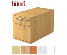 bümö® Rollcontainer mit 3 Schüben & Schloss | Bürocontainer mit Hängeregistratur aus Holz abschließbar | Container für Büro | in 5 Dekoren (Buche)