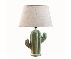WSHFOR Tischlampe Kaktus Keramik grün Nachttischlampe Wohnzimmer Schlafzimmer Studie Lesepult Lampe e27 moderne kreative Skulptur Design, Tuch Schatten