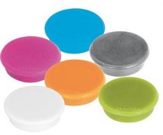 Franken Magnete Haftmagnete für Whiteboard, Kühlschrank, Magnettafel, Magnetwand, farblich sortiert in trendigen Farben: perlweiß, pink, hellblau, hellgrün, silber, orange, 30 Stück