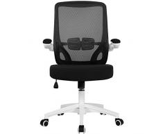 Yaheetech Ergonomischer Schreibtischstuhl Bürodrehstuhl Gaming Stuhl klappbare Armlehnen Höhenverstellung und Wippfunktion