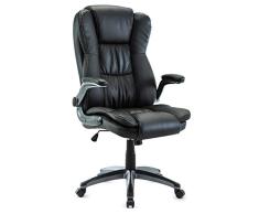 IntimaTe WM Heart Ergonomischer Chefsessel, Bürostuhl mit klappen Armlehnen, Drehstuhl aus Kunstleder 360 Grad drehbar, Schwarz