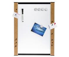 Genie 11213 Whiteboard (Beschreibbare Magnettafel mit Korkrand, inkl. Stifte, Magnete, Pinnadeln, Wandbefestigung, 45 cm x 60 cm)