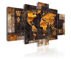 B&D XXL murando Akustikbild Weltkarte 225x112 cm Pinnwand Korktafel Korkwand Schallschutz Leinwand Akustikdämmung 5 TLG Wandbild Raumakustik Schalldämmung k-A-0042-b-n