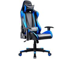 GTPLAYER Gaming Stuhl Bürostuhl Gamer Ergonomischer Stuhl Einstellbare Armlehne Einteiliger Stahlrahmen Einstellbarer Neigungswinkel Blau