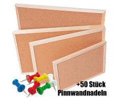 Pinnwand Korkwand - 50 x 120 cm + 50 Stück Pinnwandnadeln - Naturkork und Kiefer Holzrahmen - Korktafel - Korkpinnwand - Memoboard - Pinnnadeln - weitere Größen wählbar