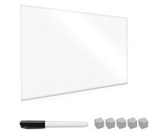 Navaris Magnettafel Magnetboard aus Glas - 60x40 cm Tafel magnetisch zum Beschriften - Magnetwand in Reinweiß - inkl. Magnete Stift Halterung