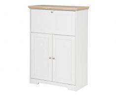 Loft24 A/S 2-TRG. Sekretär Schreibtisch Bürotisch Klappensekretär Schreibkommode MDF (weiß/Eiche)