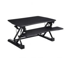 SONGMICS Sitz-Steh-Schreibtisch höhenverstellbarer Aufsatz Steharbeitsplatz Monitorständer mit abnehmbarem Tastaturhalter, geräumige Tischplatte (90 x 59 cm) Schwarz LSD07B