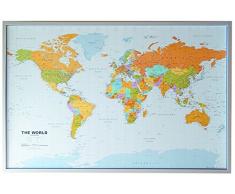 Politische Weltkarte auf Kork-Pinnwand, englisch, 90x60cm: 1:46,4 Mio.