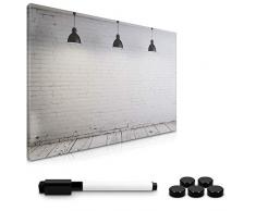 Navaris Magnettafel Magnetpinnwand Memoboard zum Beschriften - 60x40 cm Notiztafel div. Designs - Tafel abwaschbar mit Halterung Magneten Stift