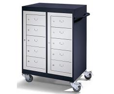 Laptop-Trolley - 10 Fächer - schwarzgrau/lichtgrau - Laptoplocker Laptopschrank Laptopschränke Laptoptrolley Laptoptrolleys Laptopwagen