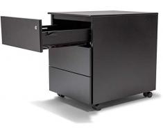 Modulor Rollcontainer aus Metall, abschließbarer Rollschrank (BxHxT: 42,2 x 53,5 x 54,2 cm) für den Schreibtisch, mit 3 Schubladen & 4 Rollen, schwarz