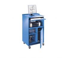 QUIPO PC Stehpult, fahrbar - HxBxT 1170 x 690 x 590 mm - lichtblau RAL 5012 - Arbeitspult Computerschrank Fahrbares Stahpult PC-Arbeitsplatzsystem PC-Mobil PC-Mobile PC-Pult PC-Pulte PC-Schrank PC-Station Pult Rollpult Schreibpult Schreibpulte Stehpult