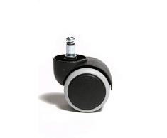 Topstar 6991 Rollenset, Hartbodenrollen für Bürostuhl, Rollenset = 5 Rollen für Schreibtischstuhl, schwarz, Stiftgröße 10mm, Durchmesser 50mm