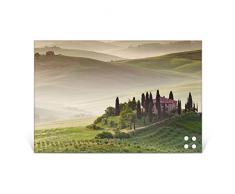 BANJADO Glas Magnettafel mit 4 Magneten | Magnetwand 75x50cm groß | Memoboard beschreibbar perfekt für die Küche | Magnetboard groß mit Motiv Toscana
