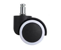 LIHAO 5X Hartbodenrollen Drehstuhlrollen 10mm / 50mm Rollenset für Bürostuhl Schwarz Weiß