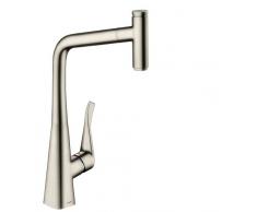 hansgrohe Metris Select Einhebel-Küchenmischer (Komfort-Höhe 320 mm, mit Ausziehauslauf und Schlauchbox) edelstahl-optik