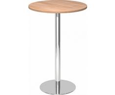 Bümö® Stehtisch mit Chromsäule | Bartisch | hochwertiger Bistrotisch | Säulentisch in 2 Formen und 7 Dekoren (Platte: rund-Ø 80cm, Nussbaum)