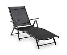 blumfeldt Modena - Gartenliege, Sonnenliege, Liegestuhl, Relaxliege, ergonomische Form, 7-stufig verstellbar, Stahl- und Aluminiumrohr-Rahmen, schnell trocknend, schwarz