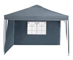 Florabest Faltpavillon aus Aluminium, B 300 x H 260 x T 300 cm, Grau, 2 Seitenteile, Fenster, Sonnenschutz, Whirlpool-Abdeckung, Gartenmöbel für Partys, einfache Montage ohne Werkzeug