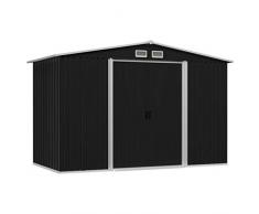 Festnight Geräteschuppen Anthrazit Stahl 257x205x178 cm Geräteschuppen Gartenhaus Metallgerätehaus