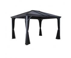 Sojag Stahl-Pavillon 3x4m Ventura grau Garten-Pavillon Terasse-n-Überdachung Alu Aluminium-Pavillon Gazebo Pavillion Sonnenschutz Hard-Top wasserdicht stabil robust wetterfest langlebig Winterfest