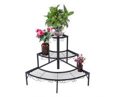 Pflanztreppe aus Metall, 3 Etagen, für den Garten, Blumen-Ständer, Pflanzenleiter, Regal, Schwarz