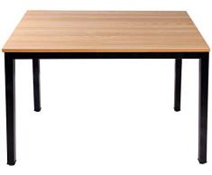 Need Computertisch Schreibtisch 100x60 cm PC Tisch Bürotisch Arbeitstisch Esstisch für Home Office, Teak & Schwarz AC3BB-100