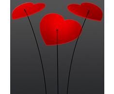 SUNPLAY Sonnenfänger Herzen in ROT, 3 Stück je 20 cm Durchmesser im Set + 70 cm Schwingstäbe