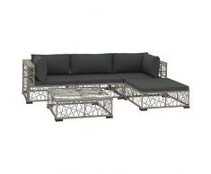 vidaXL Gartenmöbel 5-TLG. mit Auflagen Lounge Möbel Sitzgarnitur Gartengarnitur Sitzgruppe Sofa Gartenset Gartensofa Poly Rattan Grau