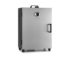 Klarstein Flintstone Steel Räucherofen - Räucherschrank, 1600 Watt, regelbarer Thermostat, integriertes Thermometer, 3 Räucherroste, Stahltür, Magnetverschluss, Lüftungsklappe, Edelstahl