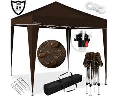 KESSER® Pavillon 3x3m | wasserdicht | inkl. Tasche | Pop-Up Klicksystem | UV-Schutz 50+ | Faltpavillon | Gartenzelt | Partyzelt | Metall-Verstrebungen | Braun