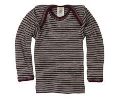 Baby Unterhemd langarm, 70% Wolle (kbT) 30% Seide, Engel natur (62/68, Hellgrau melange/Orchidee)