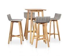 vidaXL Akazienholz Barset 5-TLG. Poly Rattan Gartenbar Sitzgruppe Gartenmöbel