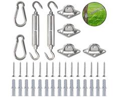 Zsroot 28-teiliges Markisen-Befestigungsset, Hochleistungs-Sonnenschutz-Segel-Befestigungssatz für Dreieck-Rechteck und Quadrat Perfekt für den Terrassen-Garten-Rasen-Patio