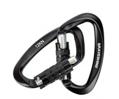 Karabiner SchlüSselanhäNger, Karabinerhaken Aluminium Schraubkarabiner D-Ring Form, Karabiner Schraubverschluss 12 Kn Schwerlast Clips füR HäNgematten Camping Wandern Keyring Reisen Im Freien