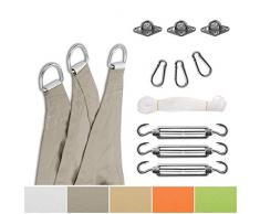 casa pura Sonnensegel mit Befestigungsset | für Garten, Balkon und Terrasse | wasserabweisend und atmungsaktiv | große Auswahl an Formen, Größen und Farben | Dreieck Grau 5x5x7 m + 3X Montagekit