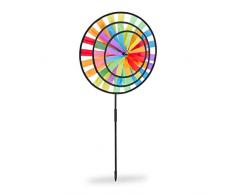 Relaxdays, bunt Windrad, Gartenstecker im Regenbogen Design, Kinder, für Balkon oder Terrasse, HBT: 73,5 x 35,5 x 15 cm, 1 Stück