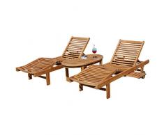 ASS 2X Hochwertige Teak Sonnenliege Gartenliege Strandliege Liegestuhl Holzliege Holz sehr robust Modell: Cozy+ 1x Beistelltisch Coco 110x50cm von