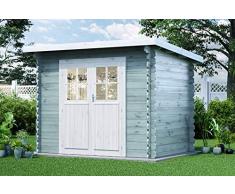 Alpholz Gartenhaus Korfu-28 aus Massiv-Holz | Gerätehaus mit 28 mm Wandstärke | Garten Holzhaus inklusive Montagematerial | Geräteschuppen Größe: 260 x 200 cm | Flachdach